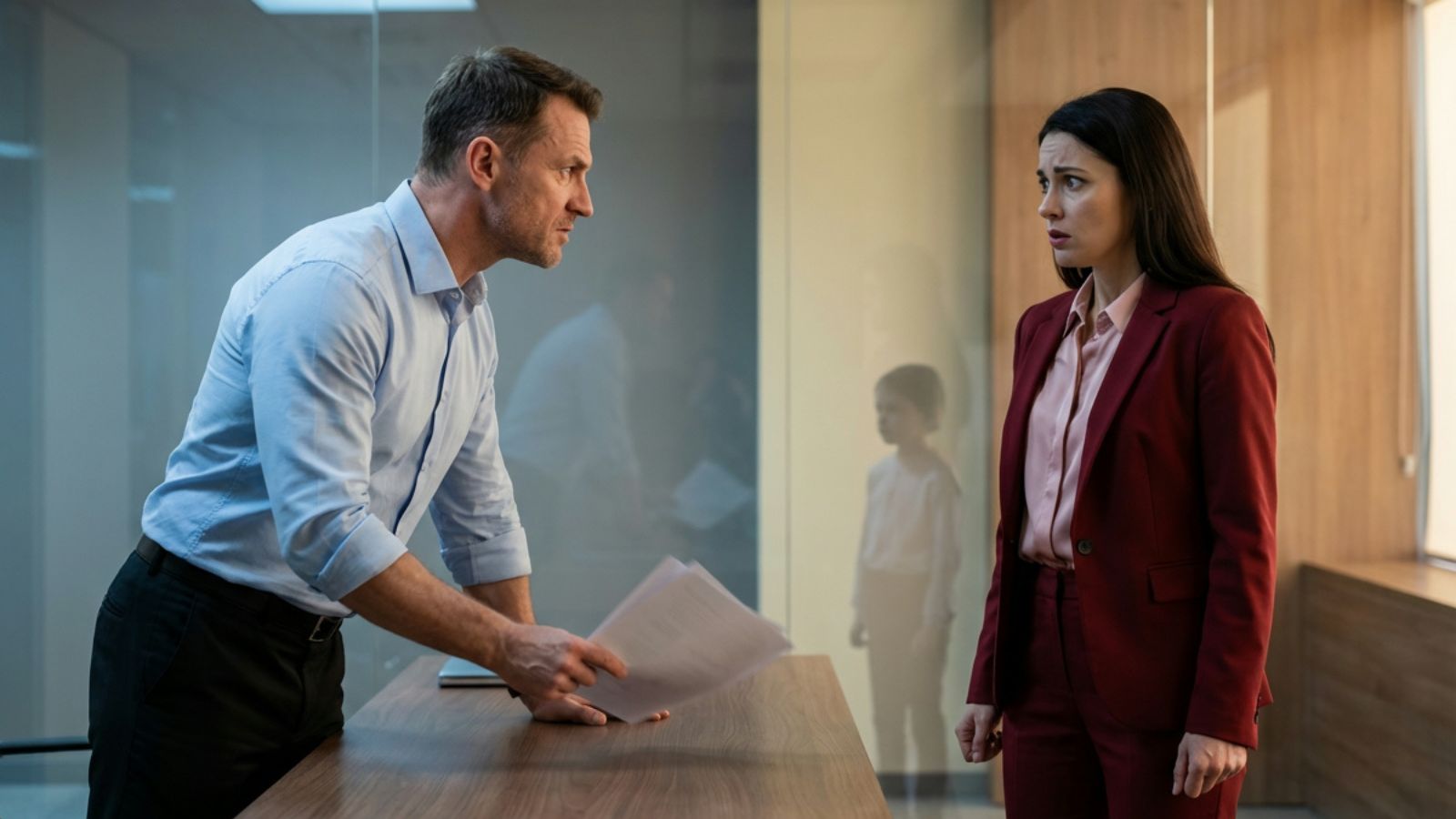 Femeie middle manager în conversație dificilă cu șeful - coaching relational